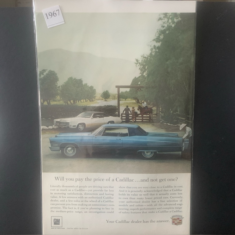 Vintage 1967 Cadillac Pay the Price Ad Advertisement